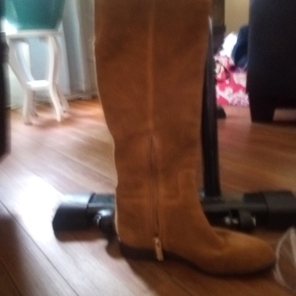 Tall brown suede boots